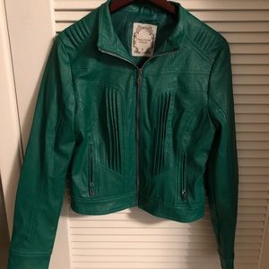 Green Faux Leather Jacket